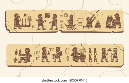 ancient hieroglyphic artifacts that tell about ancient human culture vector illustration. used for website image, info graphic and other