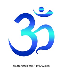 Ancient Hindu mantra OM (AUM). Yoga symbol. Gradient design. Vector illustration.