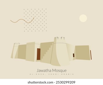 Mesquita histórica antiga Jawatha em Al-Ahsa, Província Oriental, Arábia Saudita - ilustração de stock como arquivo EPS 10