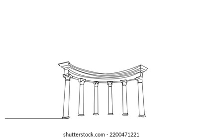 ancient historical greek roman columns and buildings and structures drawing concept