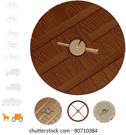 Ancient horse drawn carriage wheels. In vector
