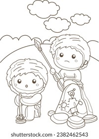 Ancient Human People Prehistoric Era Past Cartoon Coloring Pages Activity for Kids and Adult