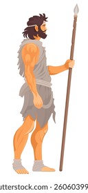 Ancient human with spear vector illustration
