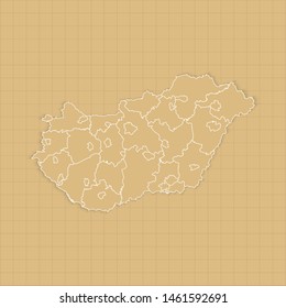 Ancient Hungary map old paper background with space for text. Vector illustration EPS10.