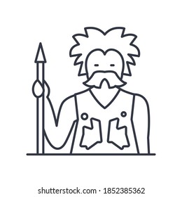 Ancient hunter icon, linear isolated illustration, thin line vector, web design sign, outline concept symbol with editable stroke on white background.