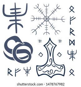 Ancient iceland flat color illustration on white