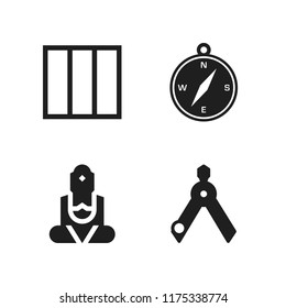 ancient icon. 4 ancient vector icons set. columns, compass and compass with cardinal points icons for web and design about ancient theme