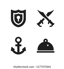 ancient icon. 4 ancient vector icons set. swords, anchor icon and keyhole icons for web and design about ancient theme