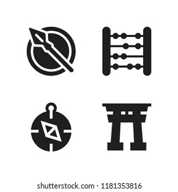 ancient icon. 4 ancient vector icons set. compass, abacus and spear icons for web and design about ancient theme
