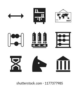 ancient icon. 9 ancient vector icons set. hourglass, bookshelf and trojan icons for web and design about ancient theme