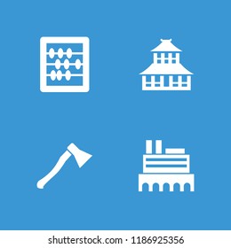 Ancient icon. collection of 4 ancient filled icons such as castle, temple, abacus. editable ancient icons for web and mobile.