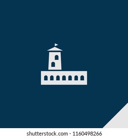 Ancient icon. emblem isolated on dark blue background. ancient icon in filled style for graphic and web design, logo, ui/ux design