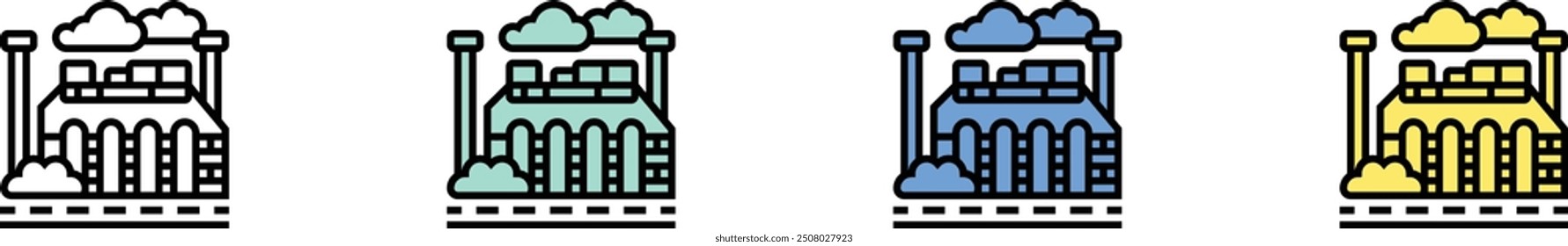 ancient icon. Outline, Green, Blue and Yellow Style Design Isolated On White Background