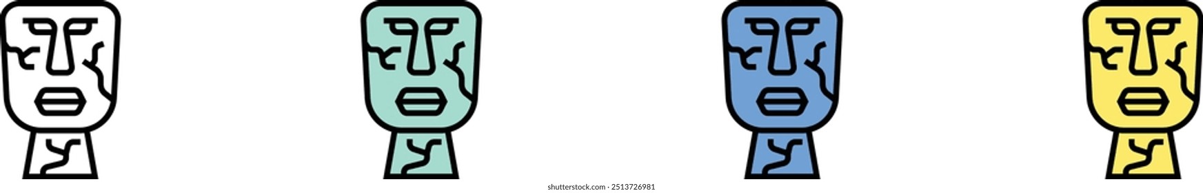 ancient icon. Outline, Green, Blue and Yellow Style Design Isolated On White Background