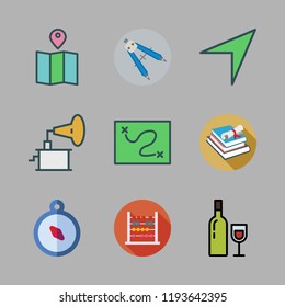 ancient icon set. vector set about judaism, phonograph, compass and map icons set.