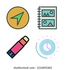 ancient icon set. vector set about compass, time, album and craft icons set.