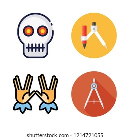 ancient icon set. vector set about kabbalah, skull and compass icons set.