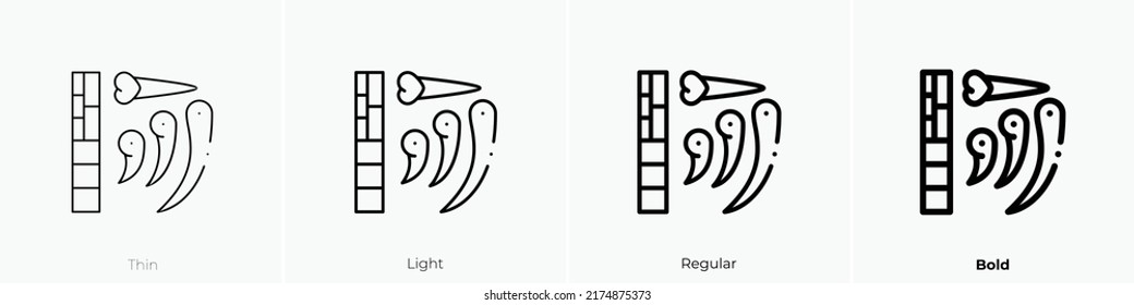 ancient icon. Thin, Light Regular And Bold style design isolated on white background