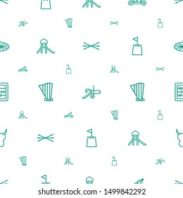 ancient icons pattern seamless white background. Included editable outline arrow bow, cannon, catapult, castle, harp, castle tower, abacus icons. ancient icons for web and mobile.