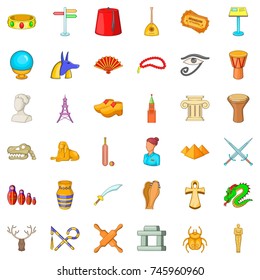 Ancient icons set. Cartoon style of 36 ancient vector icons for web isolated on white background