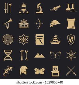 Ancient icons set. Simple set of 25 ancient vector icons for web for any design