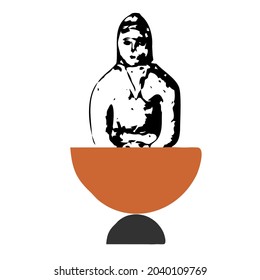 Ancient idol. Graphic image of a stone Scythian idol. The art of ancient people. Primitive art.