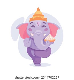 Ancient Indian Hindu Ganesha God and Deity Vector Illustration