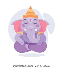 Ancient Indian Hindu Ganesha God and Deity Vector Illustration