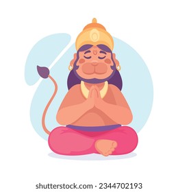 Ancient Indian Hindu Hanuman God and Deity Vector Illustration