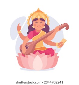 Alte indische Hindu Lakshmi Gott und Deity Vector Illustration