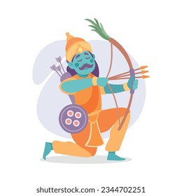 Ancient Indian Hindu Rudra God and Deity Vector Illustration