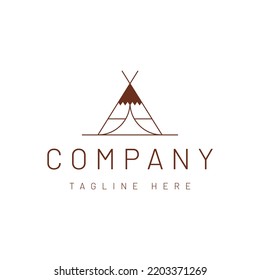 ancient Indian native tent tee pee vector logo design