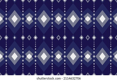 Ancient indigenous fabric pattern. argyle diamond seamless Vector Image. Blue and white shining color. Design for carpet, wallpaper, clothing, wrapping, fabric, cover, textile