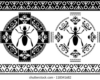 ancient insects. stencils. vector illustration