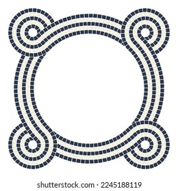 Ancient interweaving mosaic decorative element. Decorative antique stone ornament.