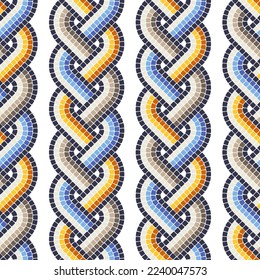 Ancient interweaving mosaic seamless pattern. Decorative antique stone ornament.