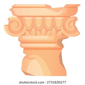 Ancient ionic column aged. Antique ruin element
