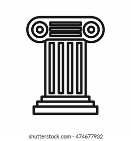 Ancient Ionic pillar icon in outline style on a white background