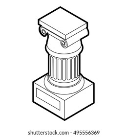 Ancient Ionic pillar icon in outline style on a white background vector illustration