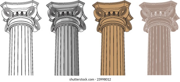 Ancient ionic pillar in the perspective view