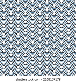 Ancient japanese pattern, Water wave circle style, Fish scale, Seamless pattern background.