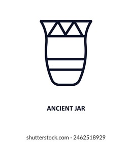 ancient jar icon. Thin line ancient jar icon from history collection. Outline vector isolated on white background. Editable ancient jar symbol can be used web and mobile