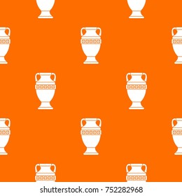 Ancient jug pattern repeat seamless in orange color for any design. Vector geometric illustration