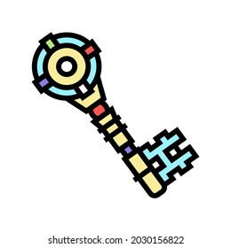 ancient key color icon vector. ancient key sign. isolated symbol illustration