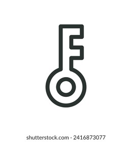 Icono aislado de clave antigua, símbolo vector de clave del ayuntamiento con trazo editable