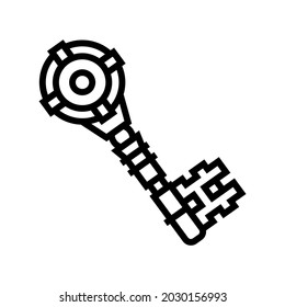 ancient key line icon vector. ancient key sign. isolated contour symbol black illustration