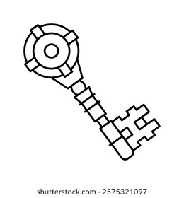 ancient key line icon vector. ancient key sign. isolated contour symbol black illustration