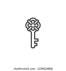 Ancient Key outline icon. linear style sign for mobile concept and web design. Vintage key simple line vector icon. Symbol, logo illustration. Pixel perfect vector graphics