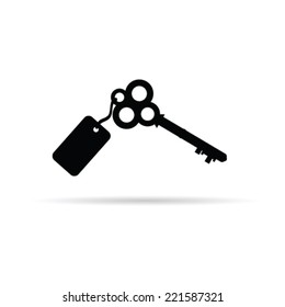 ancient key vector silhouette illustration on a white
