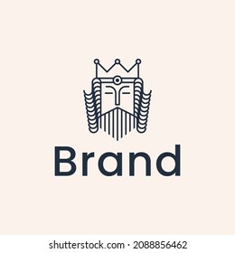 Ancient King Crown line outline logo design
